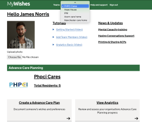 MyWishes Care colour scheme