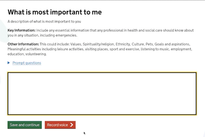Voice to Text AI Care Planning